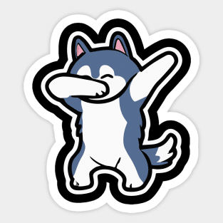 Husky Dab Dog Owner Retro Funny Dog Sticker